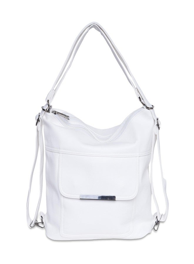 SANTORINI VersaHobo 2-in-1 Convertible Handbag & Backpack for Women | 2 Main Compartments, Front Magnetic Flap & Rear Zipper Pocket, Zipper Closure | Office, college, daily use (White) - Image 1